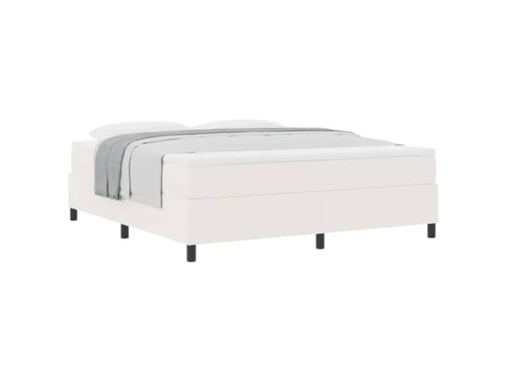 KTHLBRH Boxspringbett 180 x 200 cm Creme und Weiß Struktur aus Holz, feste Latten, Matratze inklusive, mittlere Festigkeit