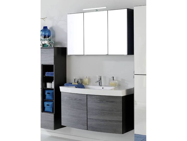 Badezimmer-Set 2-teilig 100 x 47cm Grau/Graphit/Eiche Rauchsilber Dekor