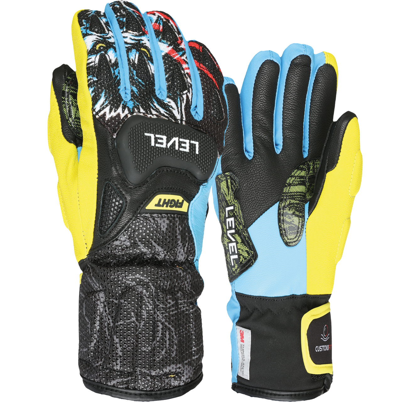Level Kinder Skihandschuh SQ CF yellow/blue - 7,0