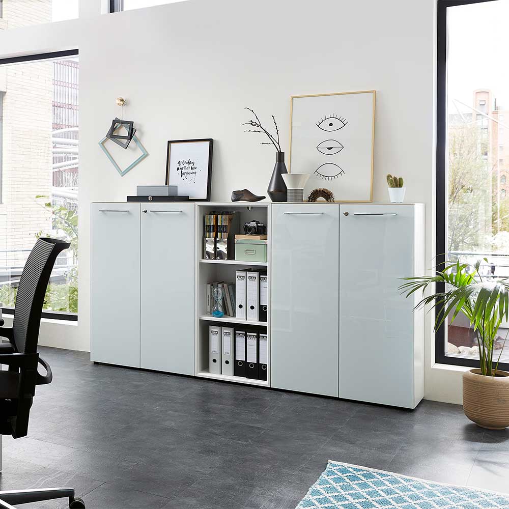 Pharao24.de Bürokombination in Weiß Glas beschichtet (dreiteilig)