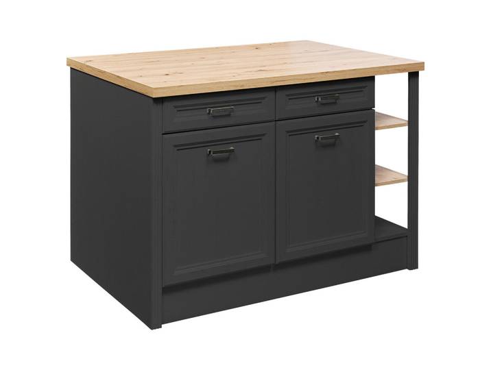 P & B Kücheninsel, Anthrazit, Eiche Artisan, 2 Schublade(n) Schubladen, nur wie online abgebildet bestellbar, 130x91.5x90 cm, Made in EU, Küchen, Küchenmöbel, Kücheninseln