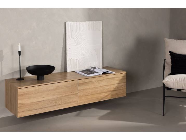 TV-Lowboard Valborg – Walnussfurnier in Natur-Optik - Natur - Luxusbetten24