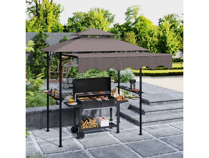 Outsunny pavillon 242x149 cm Double Toit Résistant Café