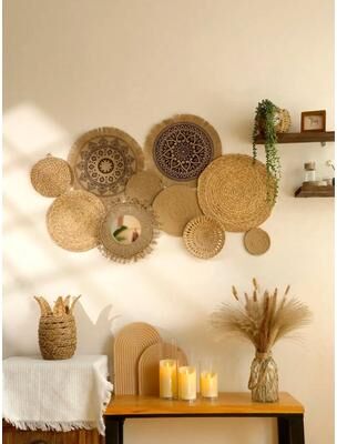 Inspired Finds Handmade Woven Seagrass Wall Basket Rustic Boho Hanging Decor For Home boho Wall Set
