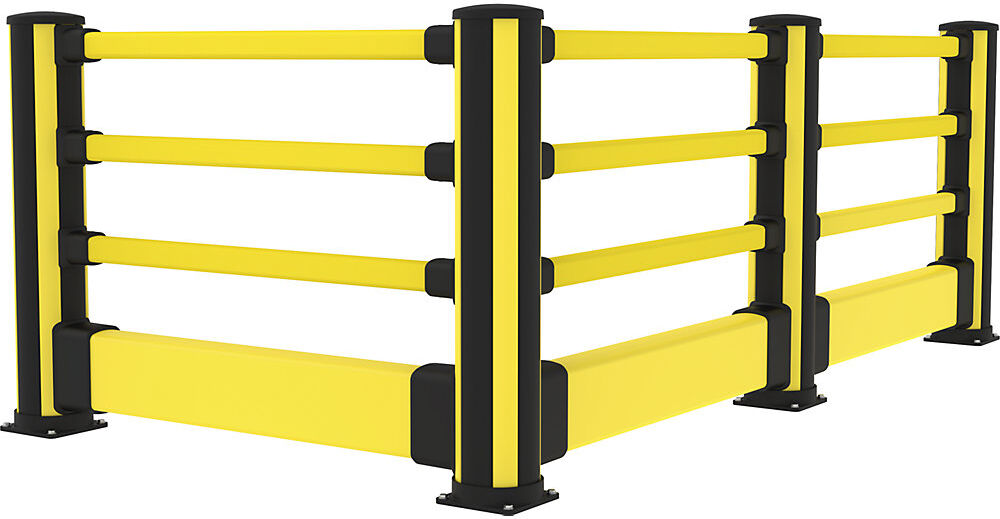 Fußgänger-Rammschutz-Eckpoller X-Protect, Höhe 1160 mm, 8 Anschlüsse, L-Form Axelent