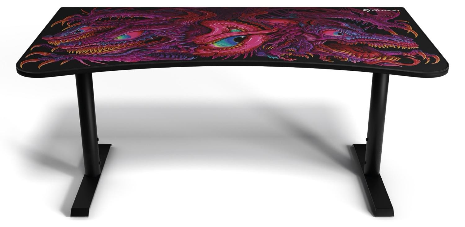 Arozzi Arena Crawling Chaos Ultrawide gebogen gaming- en bureautafel met waterafstotende bureauonderlegger en kabelmanagement, B/D/H: 160 x 82 x 72 cm