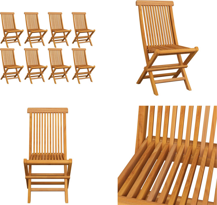 vidaXL Klappbare Gartenstühle 8 Stk. Massivholz Teak - Gartenstuhl - Gartenstühle - Klappstuhl - Klappstühle