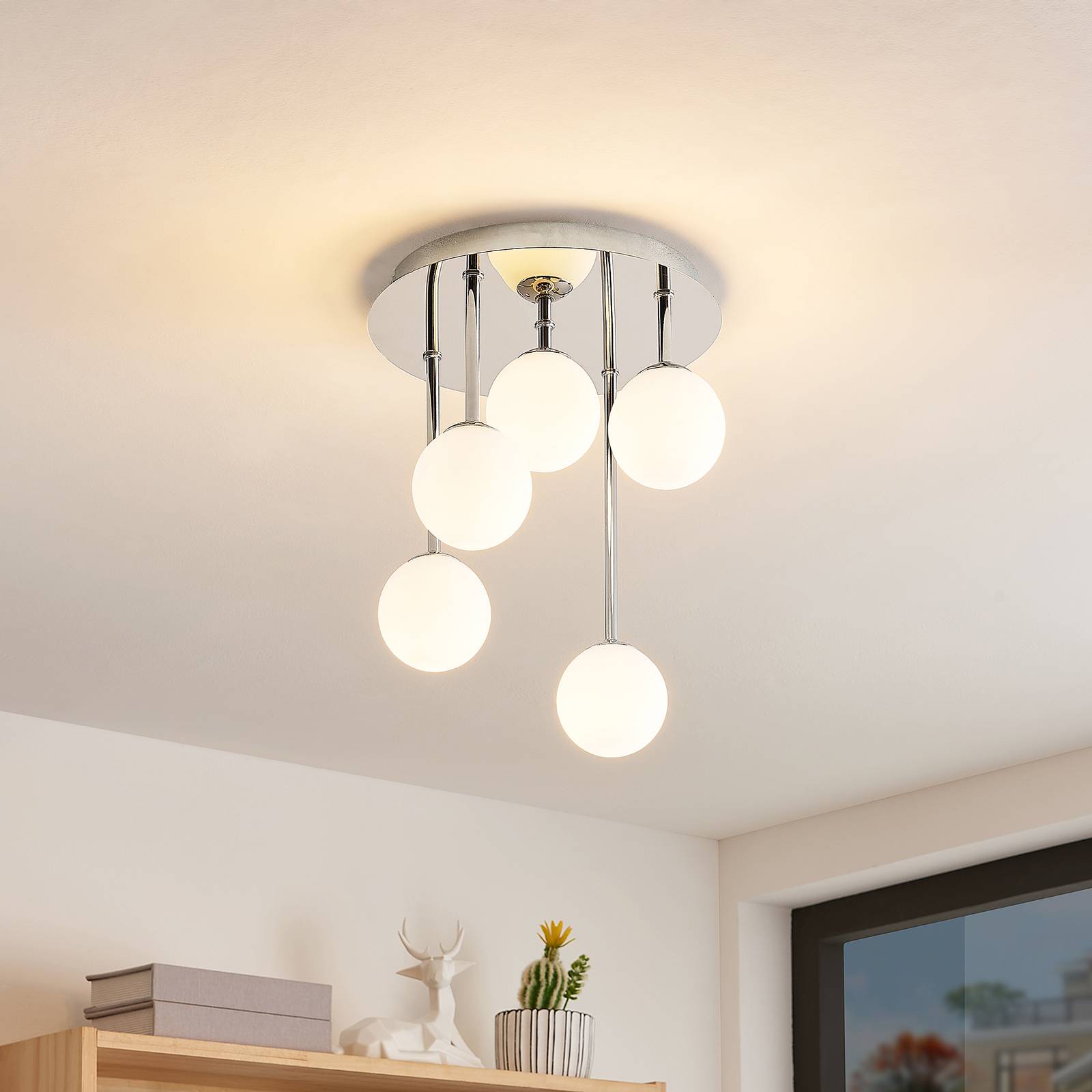 Ceiling Light Chrissy Lindby, dimmable, Chrome / silver, Living / Dining Room, metal, Modern, Ceiling Light