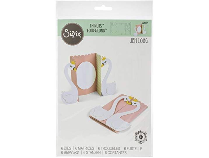 Sizzix Thinlits stanssjablonen 6 stuks 663617 kaart, Schwan Fold-a-Long van Jen, multifunctioneel, eenheidsmaat