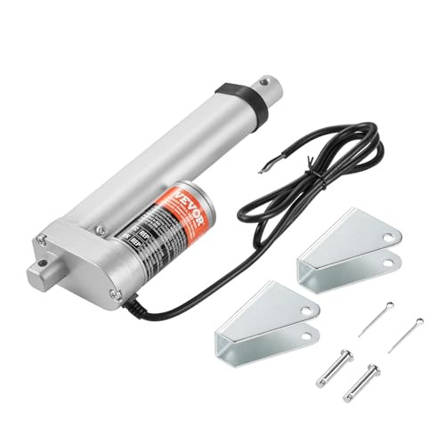 VEVOR Lineaire actuator 1500N, DC 12V, IP54, elektrische motor met 100 mm hartafstand en 5 mm/s rijsnelheid, zilver/wit