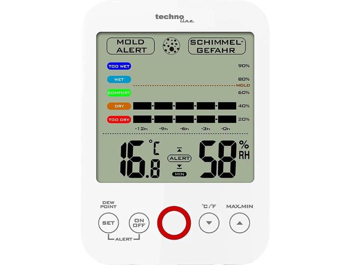 Technoline WS 9422 - Binnenklimaatstation - LCD-scherm - Wandmontage - Wit