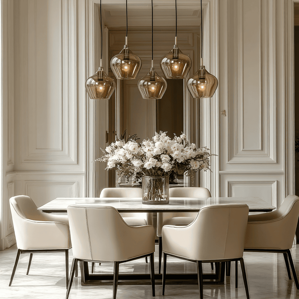 Ellen Black Smoked Glass 5 Light Pendant Ceiling Light