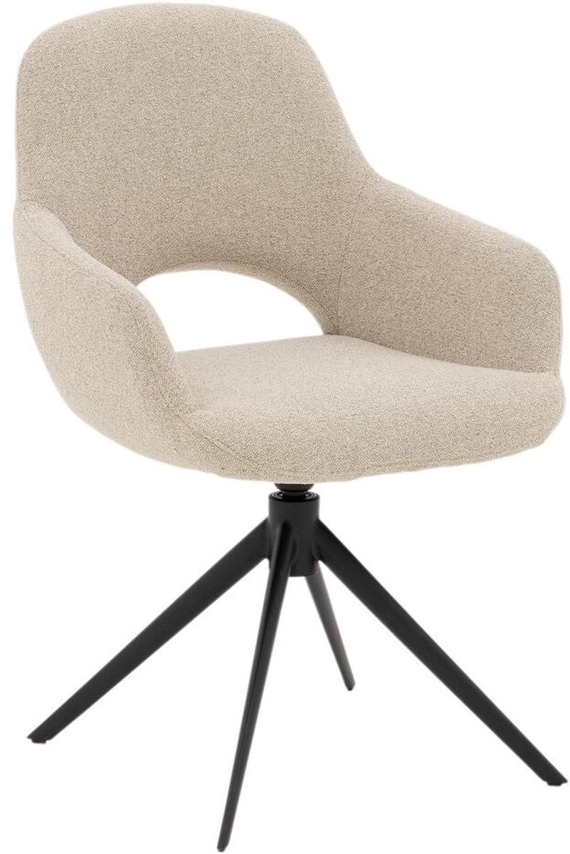 Goossens Eetkamerstoel Bonna met Armleuning - Beige Stof