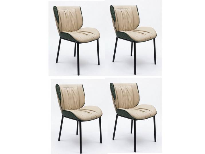 Xlmoebel Sitzgruppe Moderne Esszimmerstühle 4er Set Kunstleder Beige Gepolsterter, (4-tlg., 4er-Set)