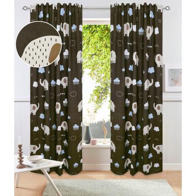 Gardine OTTO HOME "Maurrice", braun, B:130cm H:245cm, Polyester, Gardinen, Gardine, Blickdicht, Multifunktionsband, Pflegeleicht, Elefanten Design