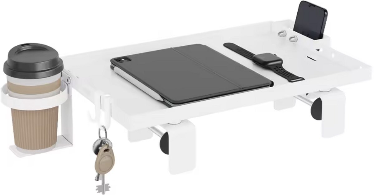 J&R Hangend Nachtkastje Wit voor Hoogslaper en Stapelbed met Bekerhouder en Telefoonhouder - Breedte: 47 cm, Diepte: 25 cm