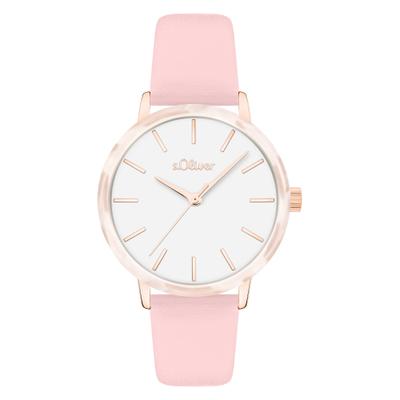 Quarzuhr S.OLIVER "Acetate Circle", rosa, Armbanduhren, Damen, Quarzuhr, Armbanduhr, Damenuhr, analog