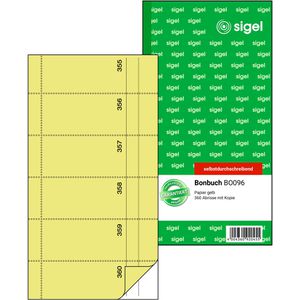 Sigel Bonbuch BO096, nummeriert, selbstdurchschreibend, Kompaktblock mit 360 Bons, gelb