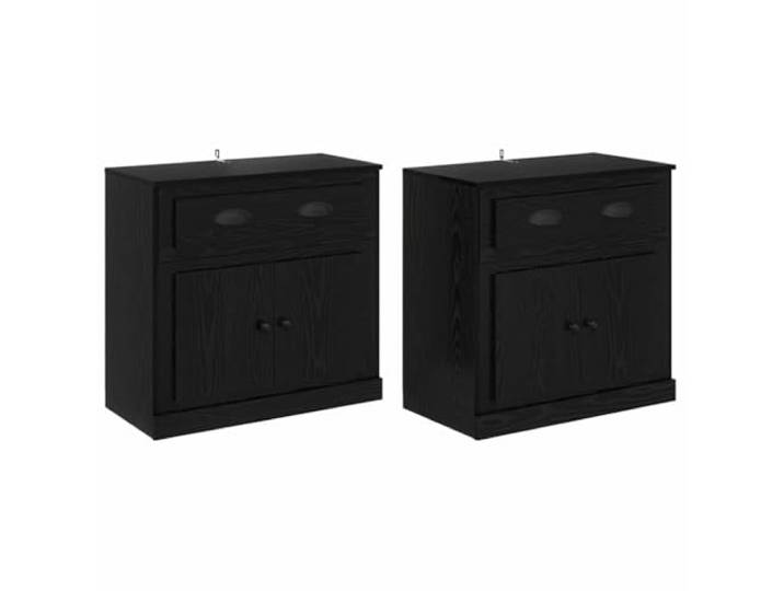 GHVBNMF 2er Set Sideboard Schwarz Eichen-Optik 70x35,5x67,5 cm Kommode Vielfältiger Stauraum für Wohnzimmer und Flur. Stabile Schrank-Kombination aus Holzwerkstoff mit Türen und Griffen.