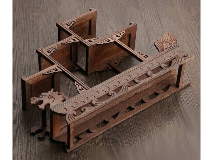 Support de bateau Dragon sculpté en bois wengé naturel, étagère, Pot, Statue, Vase, affichage artistique