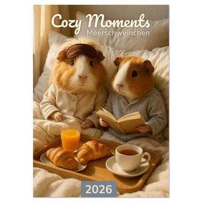 Cozy Moments - Meerschweinchen Kalender (Wandkalender 2026 DIN A4 hoch), CALVENDO Monatskalender