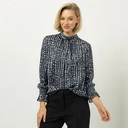 ANNA VON GRIESHEIM Bluse, langarm Stehkragen Allover-Druck leger weit