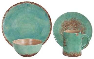 Paseo Road by HiEnd Accents Paseo Road Patina Turquoise Ceramic 16 Piece Dinnerware Set