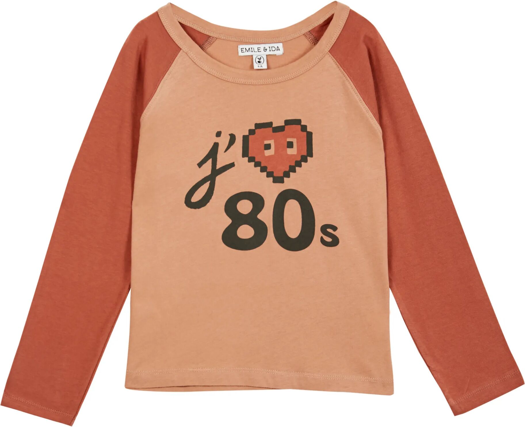 Emile et Ida T-Shirt Coton Bio Bicolore 80s Rouille 3 mois