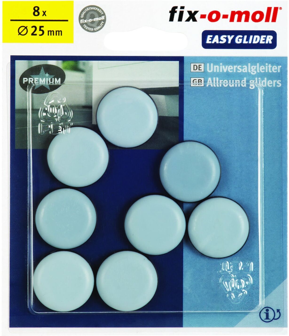 fix-o-moll SUKI, Gleiter rund, Durchmesser 25mm zum Kleben Kunststoff grau (3566480)