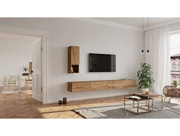 Wuun® Somero Lowboard Tv-Board Wohnwand SW1 (Board: Eiche/Hochschrank: Eiche, 200cm (100cm x 2))