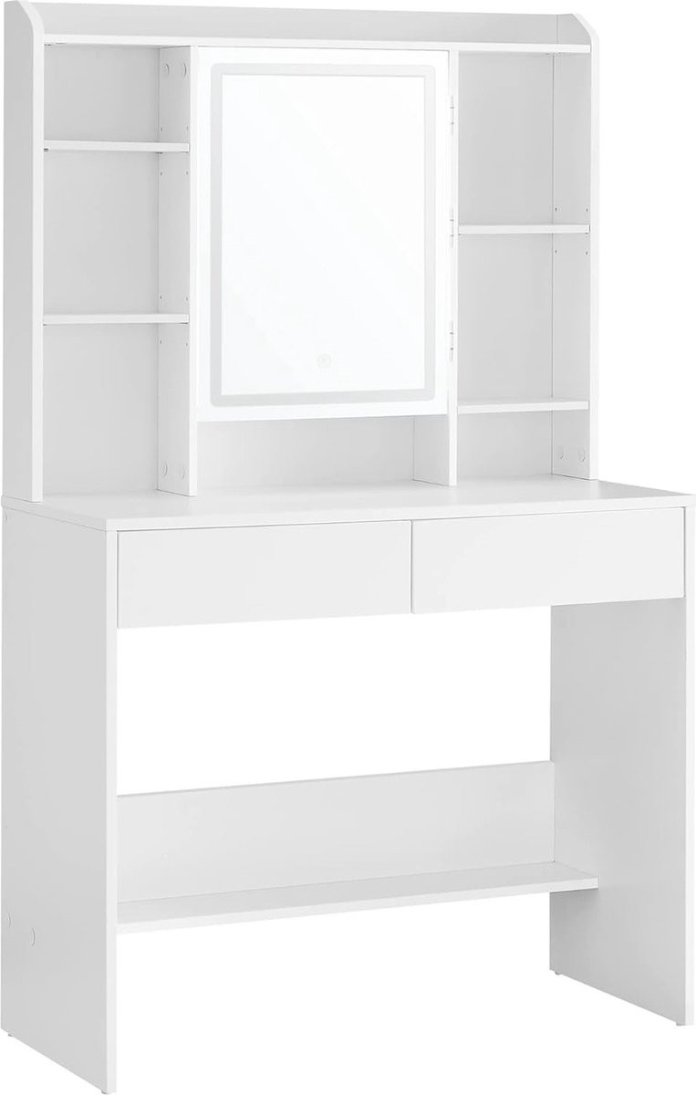 Furnihaus Kaptafel met LED-spiegel in 3 kleuren en instelbare lichtsterkte, wit