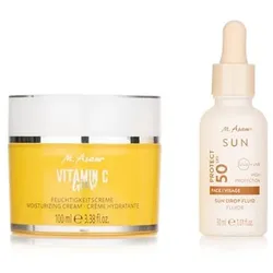 M.ASAM® Vitamin C Feuchtigkeitscreme Glow 100ml, Sun Drop Fluid LSF 50 30ml