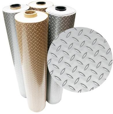 Rubber Cal Rubber-Cal Diamond-Plate Metallic PVC Flooring - 2.5 mm x 4 ft.