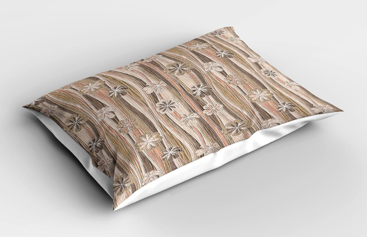 ABAKUHAUS Bloemen Kussensloop met Vintage Romantisch Bloemenontwerp, Donkerbruin, 90 x 50 cm