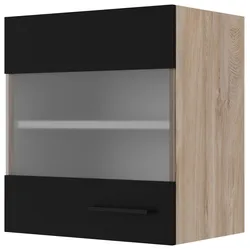 Küchenoberschrank Capri Schwarz/Eichefarben/Klar