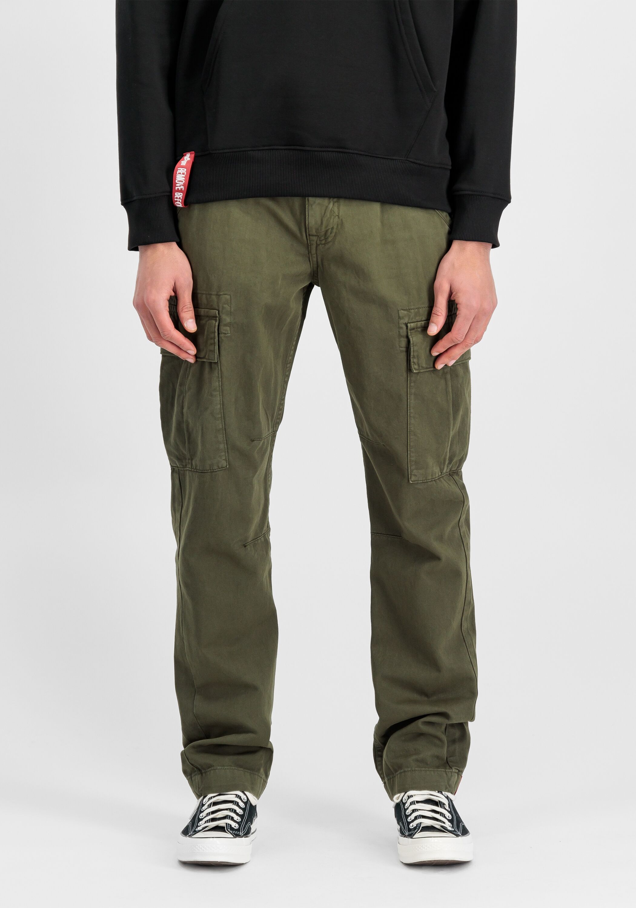 Cargohose ALPHA INDUSTRIES "Agent Pant", Herren, Gr. 31, Normalgrössen, grün (schwarz olive), Obermaterial: 100% Baumwolle. Futter: 100% Baumwolle, Hosen Cargohose schwarz olive 31, Normalgrössen