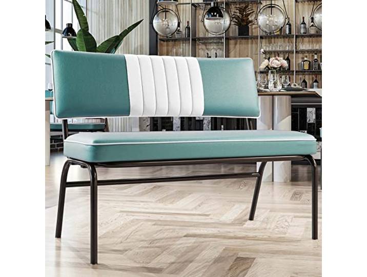 GGMMÖBEL Diner American Diner Sitzbank Türkis Gestreift B:H 110 x 48 cm Gestreift American Diner Möbel