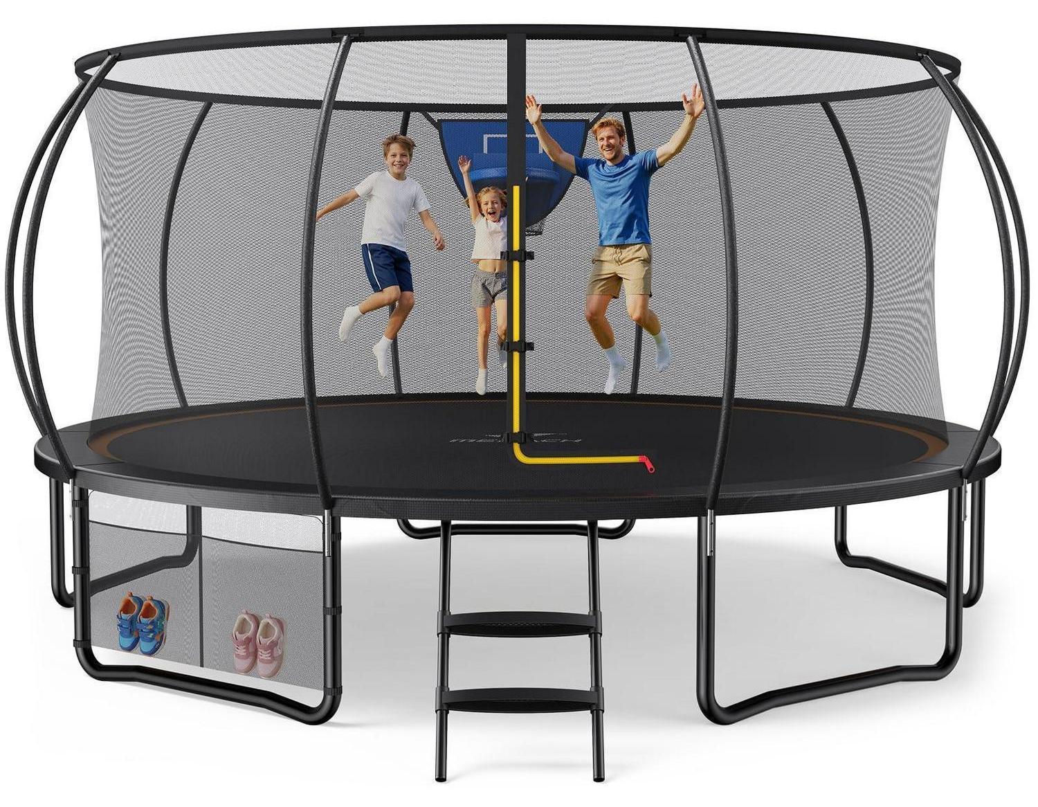 Gartentrampolin Outdoor 305cm/366cm/427cm/488cm mit Sicherheitsnetz und Basketballkorb, MaxLoad 150KG
