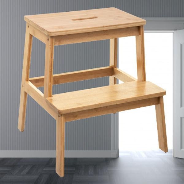 Decopatent Keukentrap met 2 treden van bamboe hout