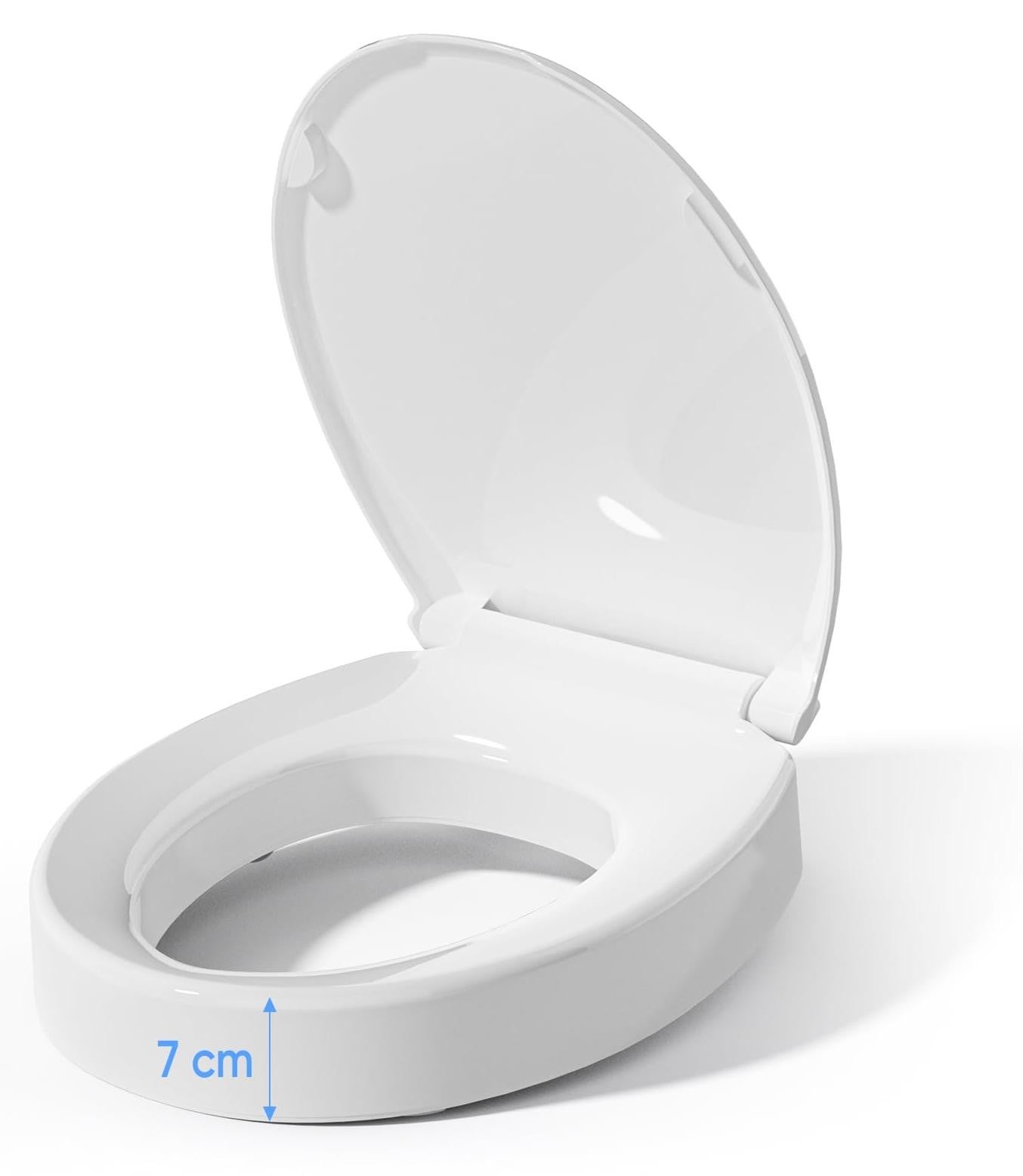 Merkloze ovale toiletverhoger met zachte sluiting, 7 cm hoog