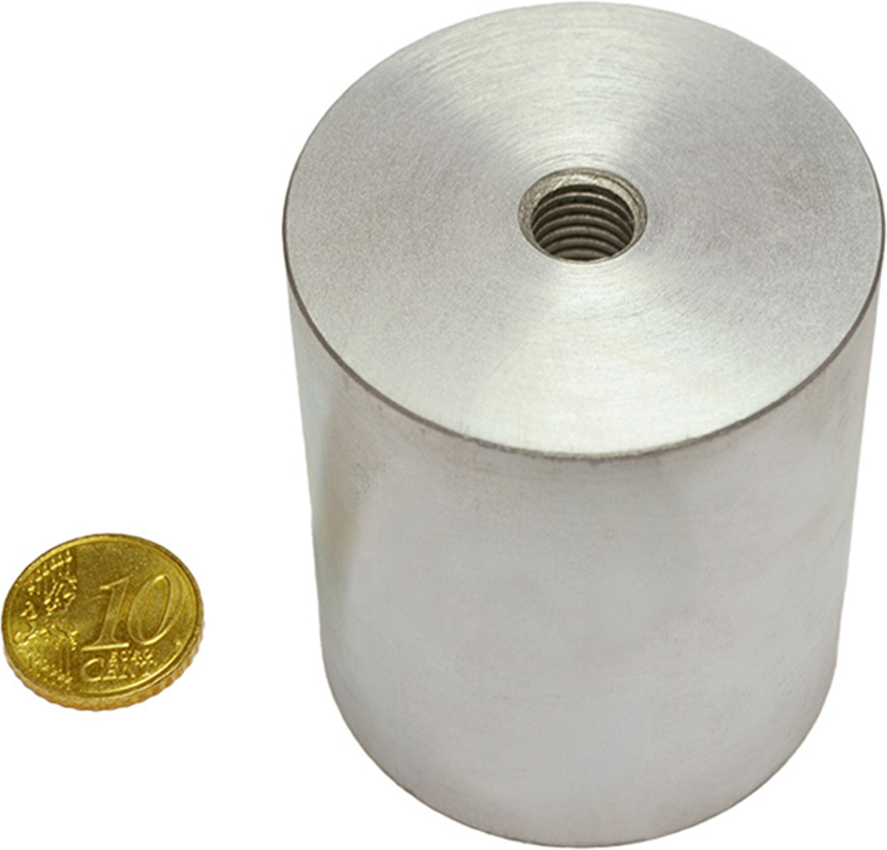 SPRINTIS Aimants grappin cylindrique AlNiCo avec filetage intérieur 50 mm   argent, AlNiCo, acier