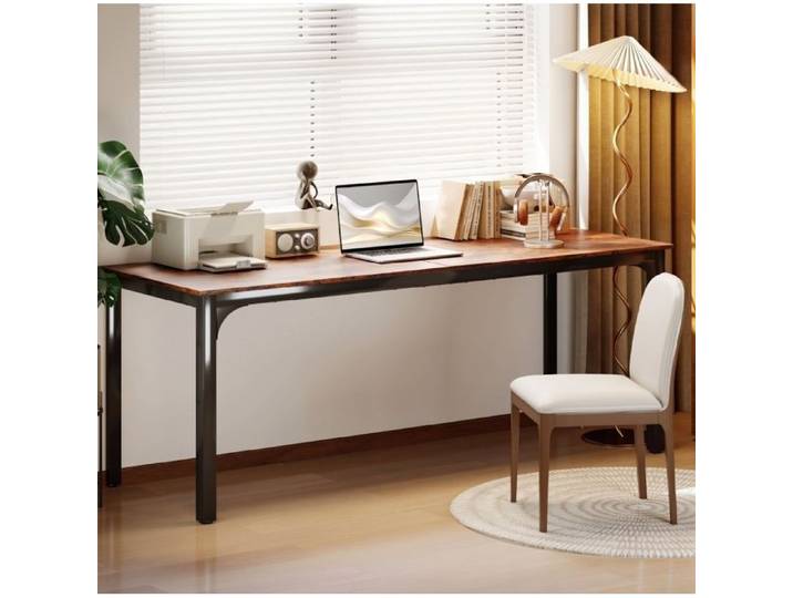ROVRYN Bureau informatique 200 x 60 x 75 cm style industriel marron rustique et noir