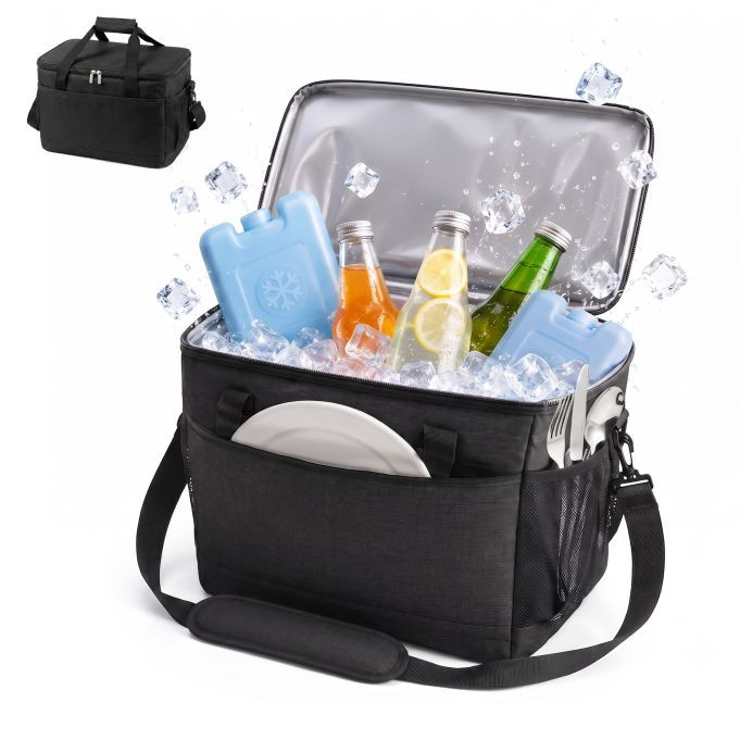 Relaxdays Koeltas, 20 L, Zwart, Waterdicht en Geïsoleerd