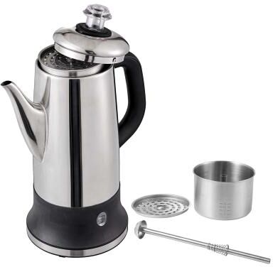 12-Cup Electric Percolator Coffee Pot, 304 Stainless Steel Coffee Percolator with Keep Warm Function & Heat-Resistant Handle