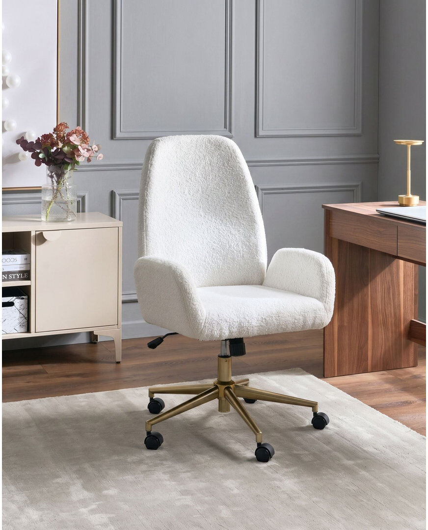 Fairmont Park Boucle Office Chair White 110cm H X 62cm W X 64cm D