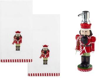 Avanti Linens Avanti Peppermint Nutcracker Lotion Dispenser & 2-Pack Fingertip Towel Set - Lotion Pump & Fingertip Towel Set