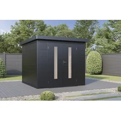Wolff Finnhaus Premium Metall Gartenhaus Eirik 2424 Anthrazit (Modell 2026)