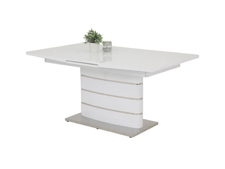 Esstisch 160 - 200 cm ausziehbar weiß hochglanz - ANASTASIA