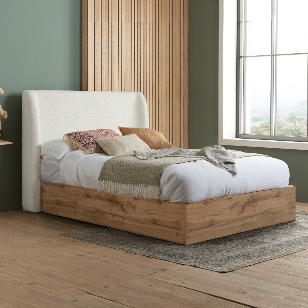 Latitude Run Farhat Upholstered Platform Bed White Double (4'6)