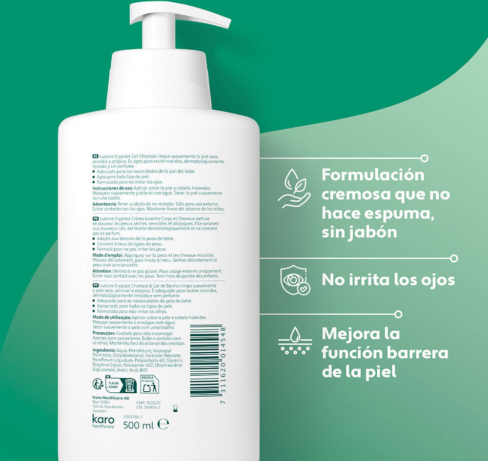 Lutsine Eryplast Baby gel-shampoing 500 ml